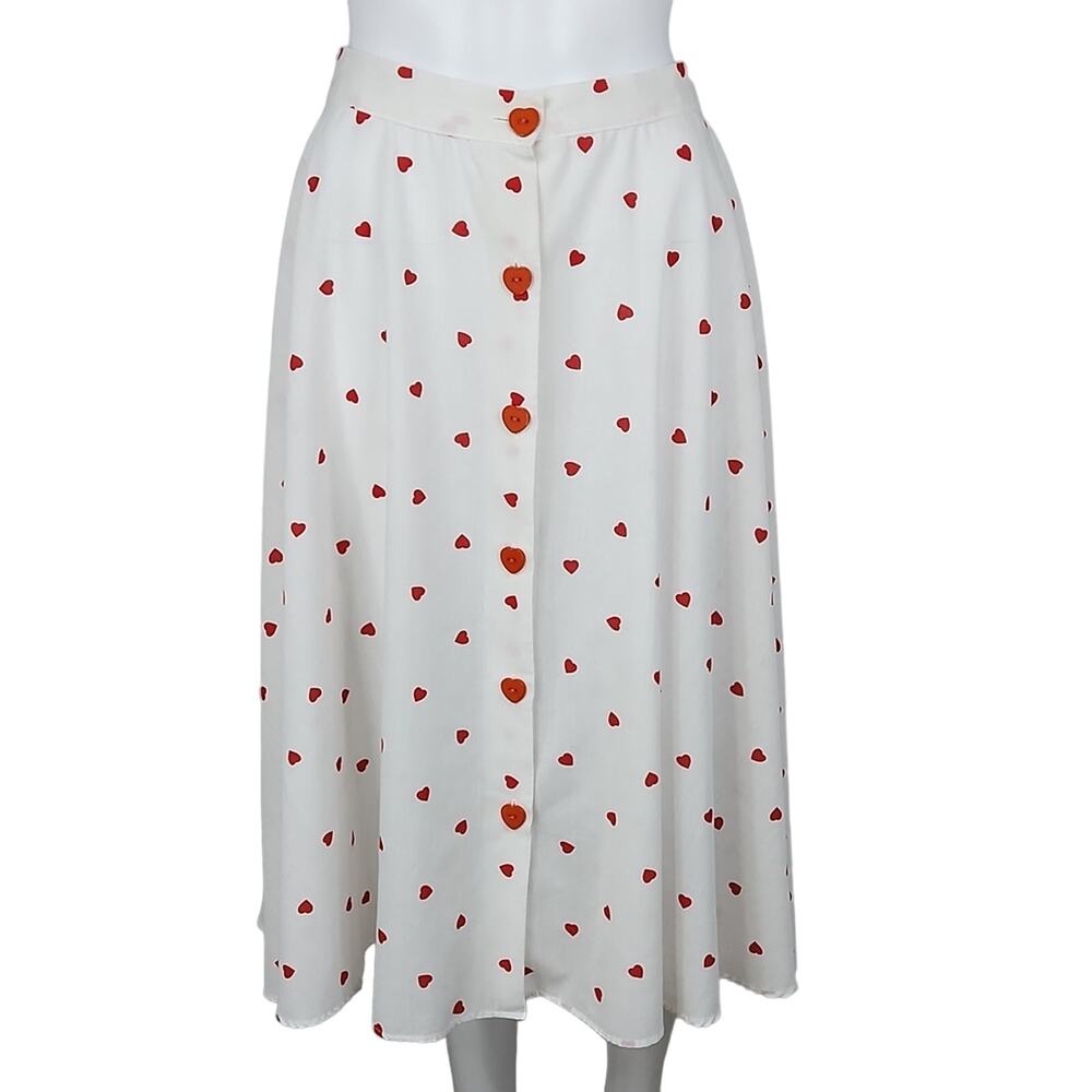 Vintage Sheer Heart Dotted Midi Skirt Size Small